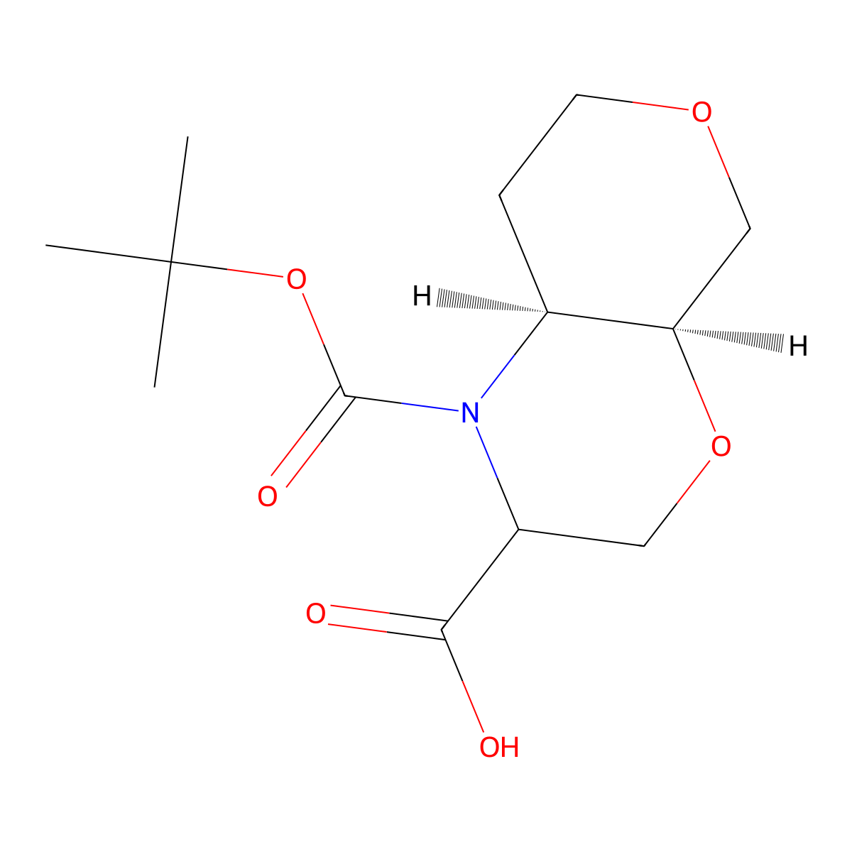 rac-(4aR,8aR)-1-[(tert-butoxy)carbonyl]-octahydropyrano[3,4-b][1,4]oxazine-2-carboxylic acid molecular structure, CAS 2731012-81-8