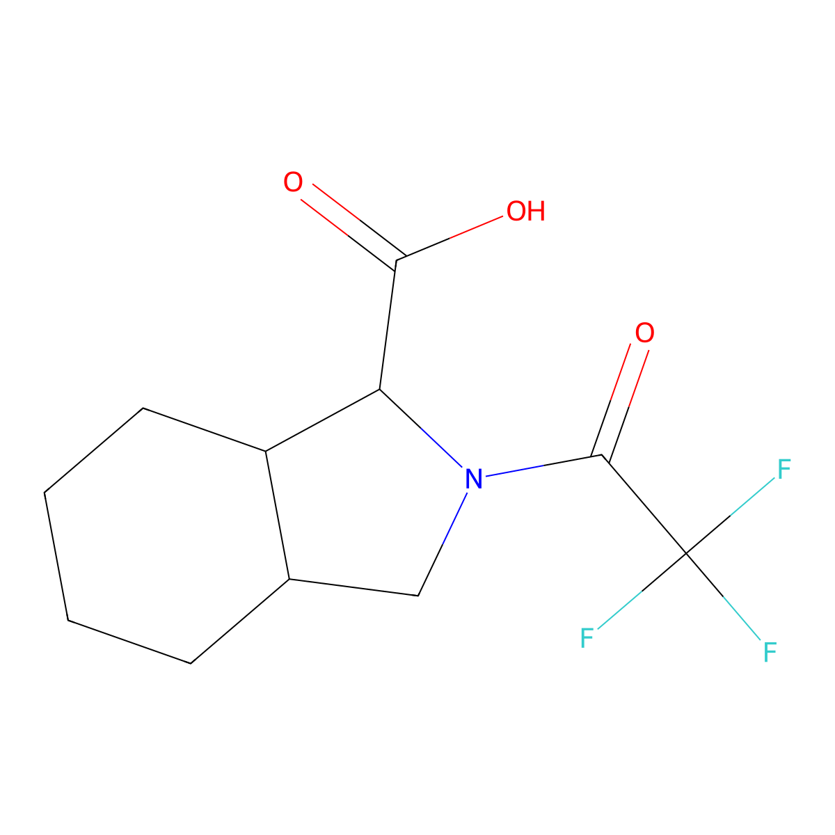 rac-(3aR,7aS)-2-(2,2,2-trifluoroacetyl)-octahydro-1H-isoindole-1-carboxylic acid molecular structure, CAS 2731013-18-4