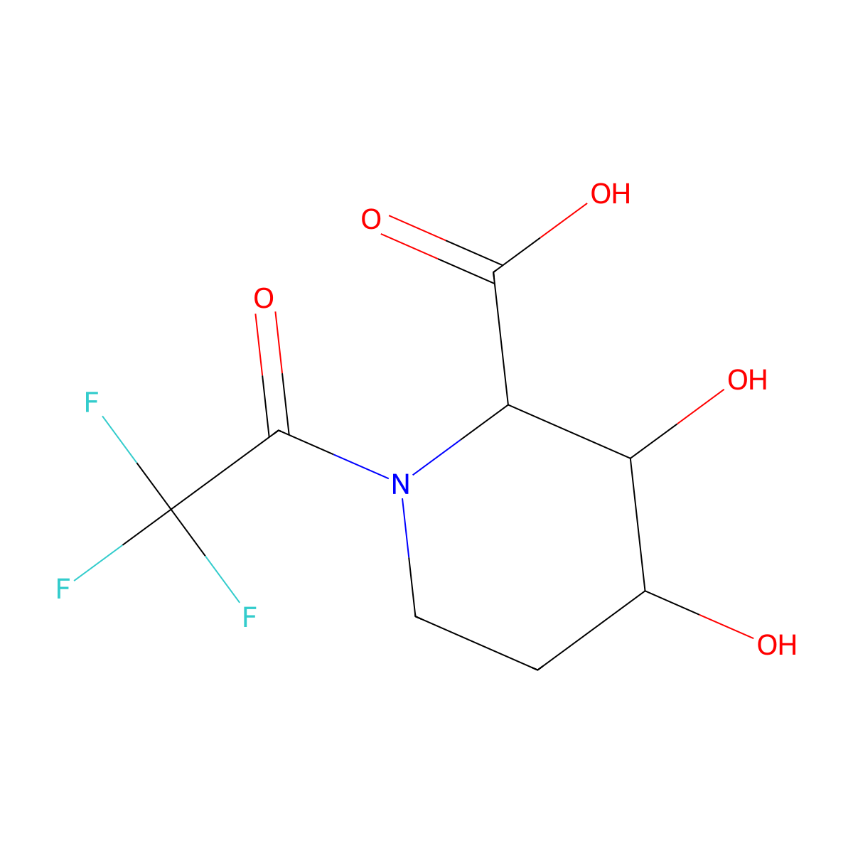 rac-(3R,4S)-3,4-dihydroxy-1-(trifluoroacetyl)piperidine-2-carboxylic acid molecular structure, CAS 2731013-33-3