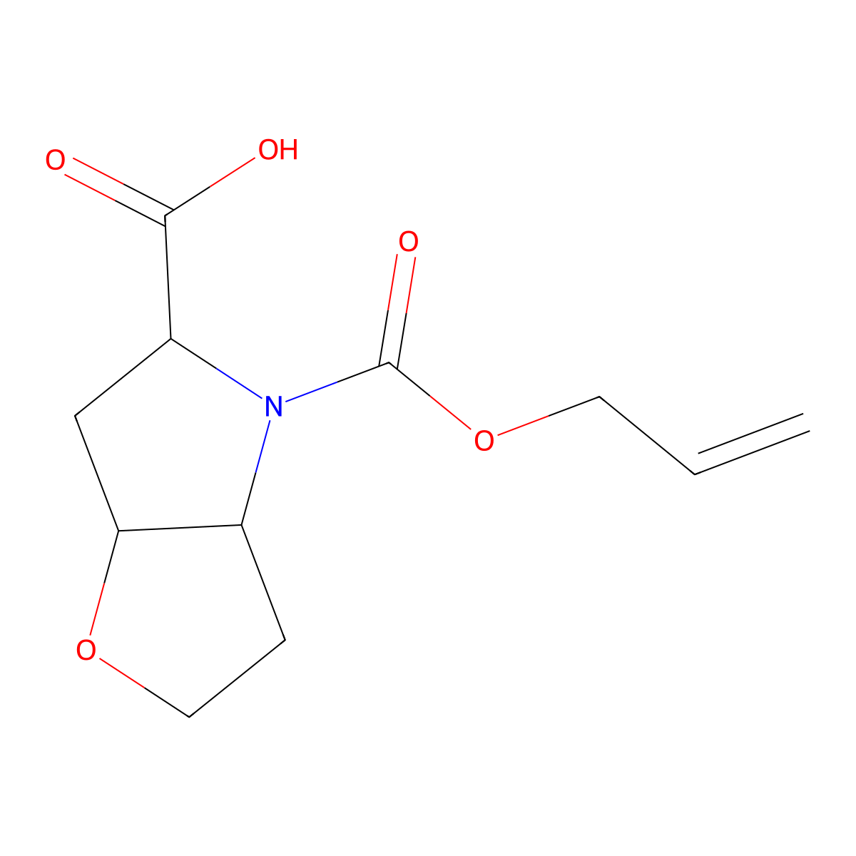 rac-(3aR,6aR)-4-[(prop-2-en-1-yloxy)carbonyl]-hexahydro-2H-furo[3,2-b]pyrrole-5-carboxylic acid molecular structure, CAS 2731013-46-8