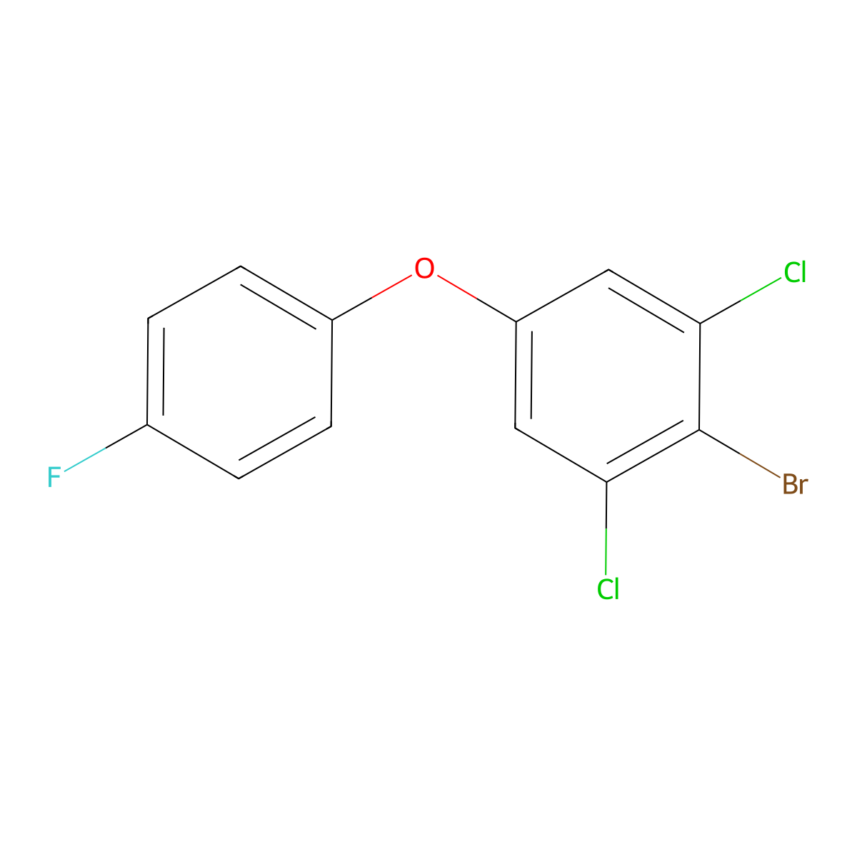 2-Bromo-1,3-dichloro-5-(4-fluorophenoxy)benzene molecular structure, CAS 2731013-84-4