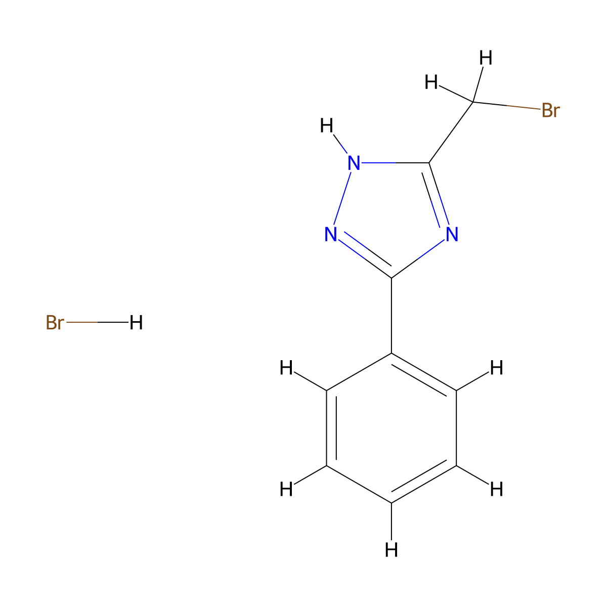 3-(bromomethyl)-5-phenyl-4H-1,2,4-triazole hydrobromide molecular structure, CAS 2731014-04-1