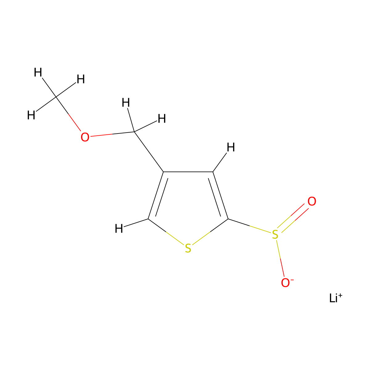 Lithium(1+) 4-(methoxymethyl)thiophene-2-sulfinate molecular structure, CAS 2731014-07-4