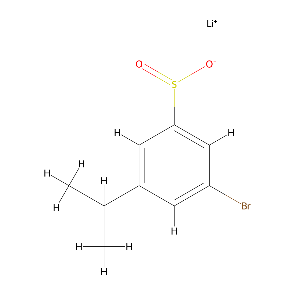 Lithium(1+)3-bromo-5-(propan-2-yl)benzene-1-sulfinate molecular structure, CAS 2731014-10-9
