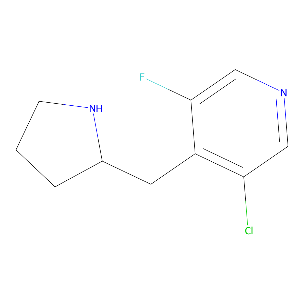 3-Chloro-5-fluoro-4-[(pyrrolidin-2-yl)methyl]pyridine molecular structure, CAS 2731014-12-1