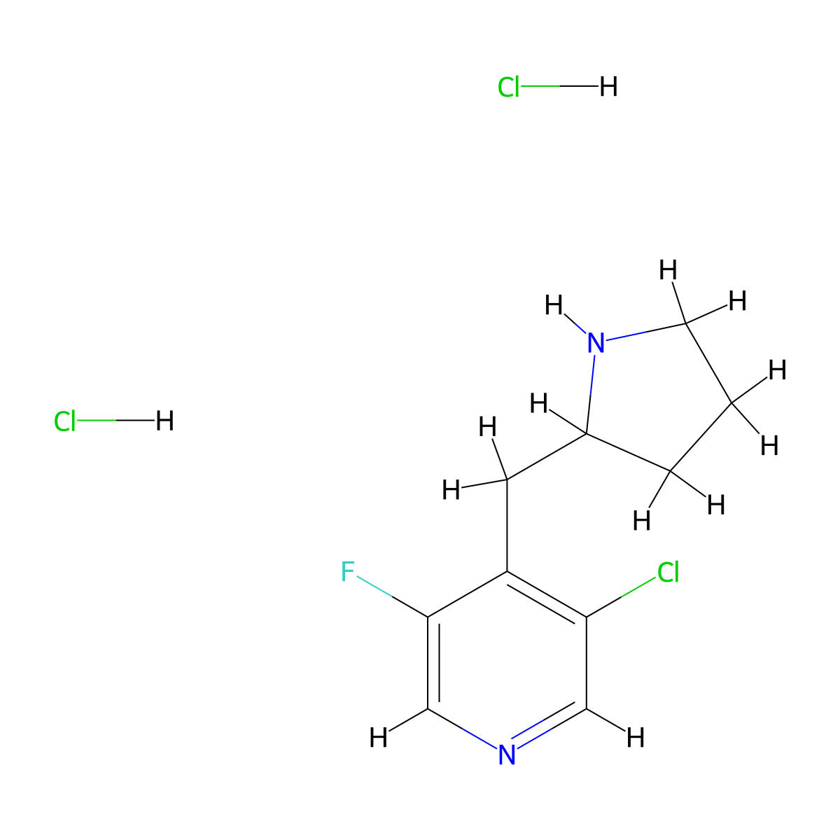 3-Chloro-5-fluoro-4-[(pyrrolidin-2-yl)methyl]pyridinedihydrochloride molecular structure, CAS 2731014-13-2