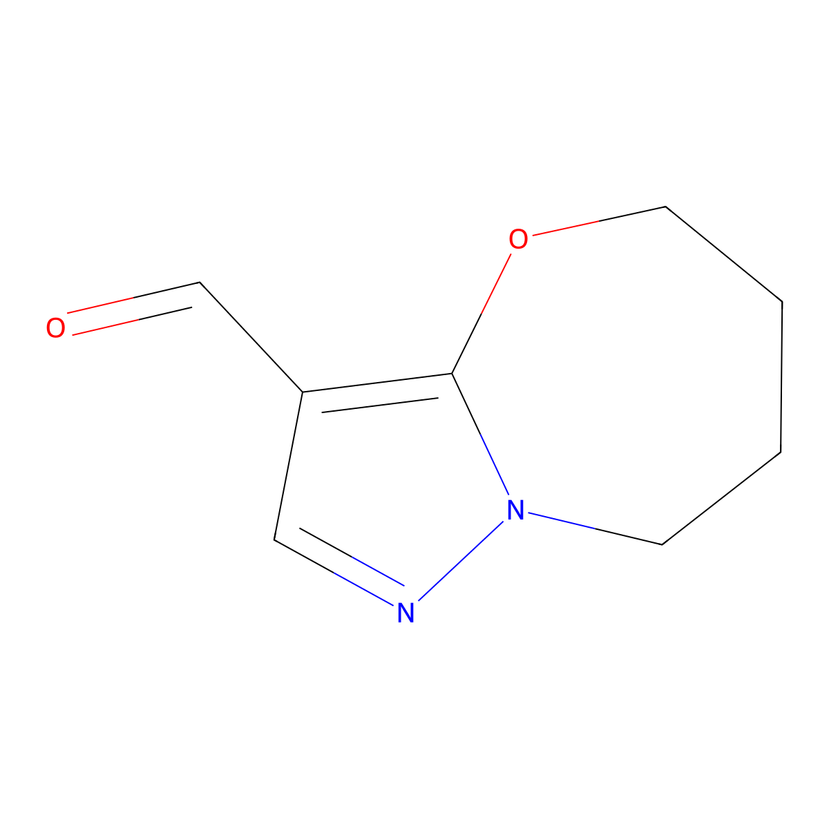 5H,6H,7H,8H-pyrazolo[3,2-b][1,3]oxazepine-3-carbaldehyde molecular structure, CAS 2731014-15-4