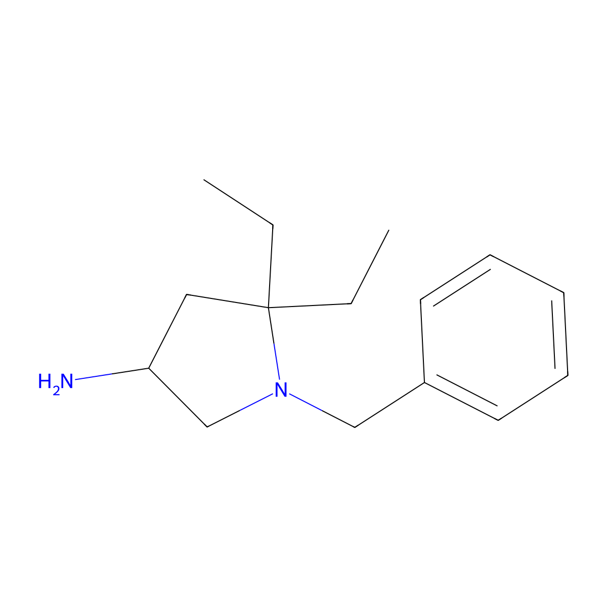 1-Benzyl-5,5-diethylpyrrolidin-3-amine molecular structure, CAS 2731014-17-6