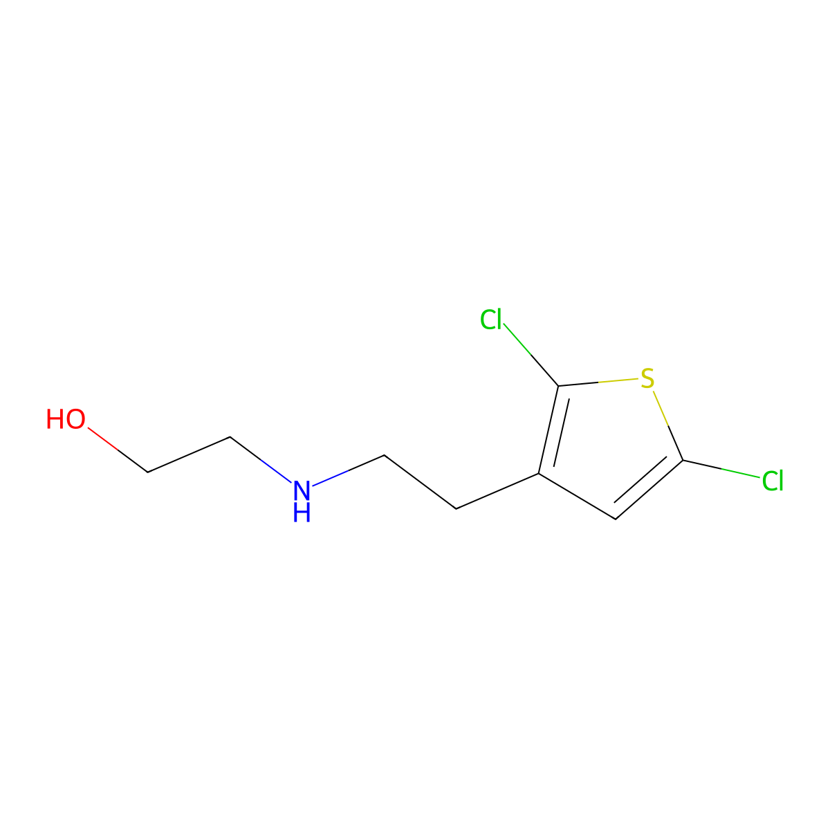 2-{[2-(2,5-Dichlorothiophen-3-yl)ethyl]amino}ethan-1-ol molecular structure, CAS 2731014-18-7