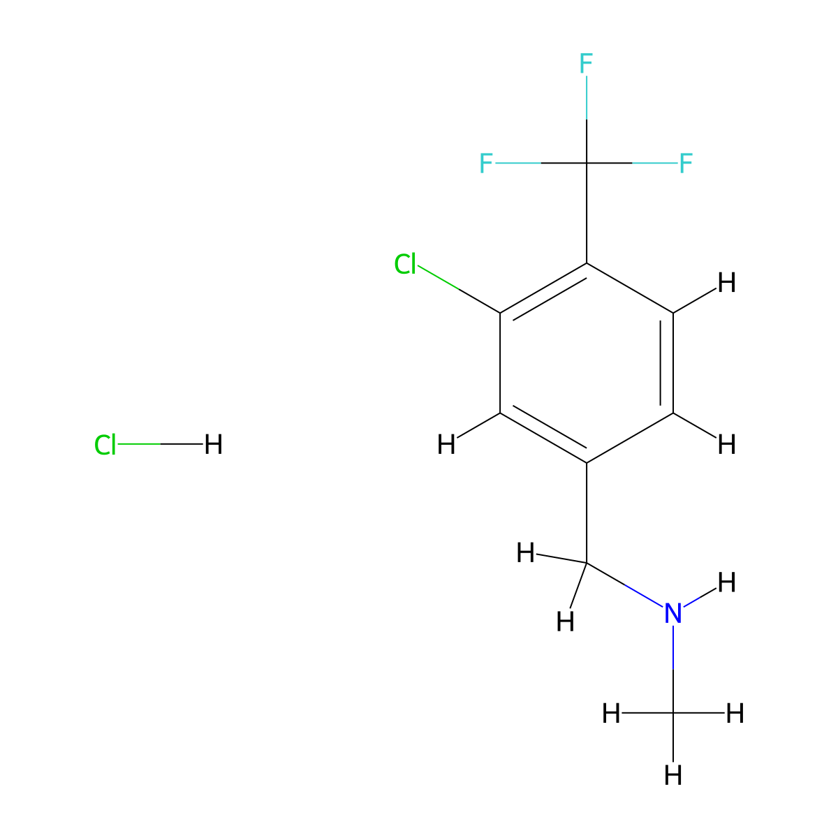 {[3-Chloro-4-(trifluoromethyl)phenyl]methyl}(methyl)amine hydrochloride molecular structure, CAS 2731014-19-8