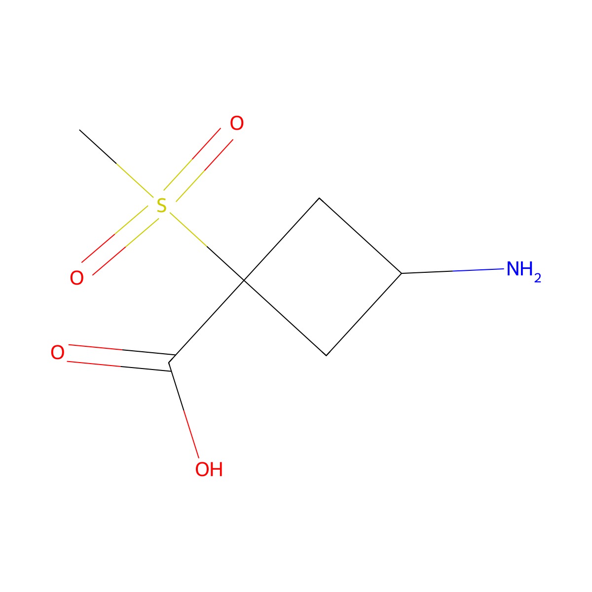3-Amino-1-methanesulfonylcyclobutane-1-carboxylic acid molecular structure, CAS 2731014-21-2