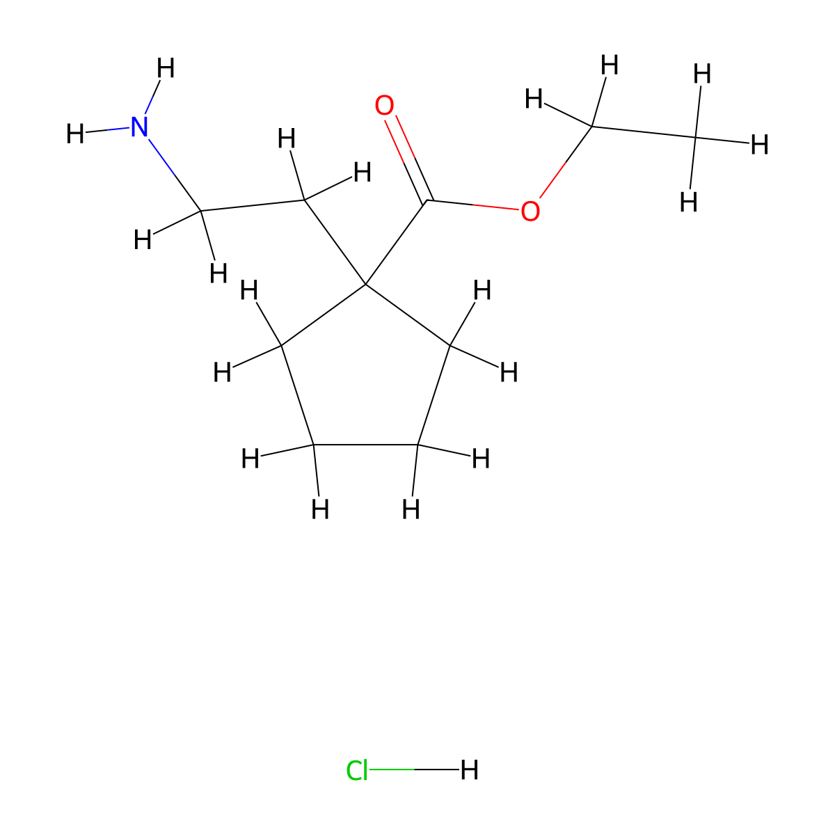 Ethyl1-(2-aminoethyl)cyclopentane-1-carboxylatehydrochloride molecular structure, CAS 2731014-33-6