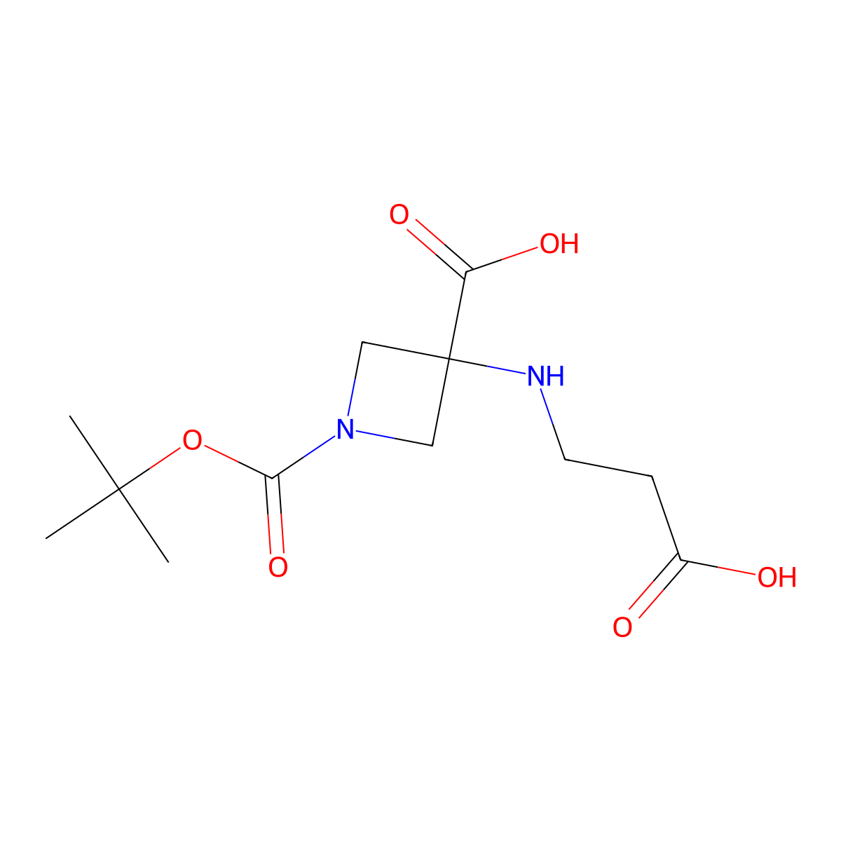 1-[(Tert-butoxy)carbonyl]-3-[(2-carboxyethyl)amino]azetidine-3-carboxylicacid molecular structure, CAS 2731014-34-7