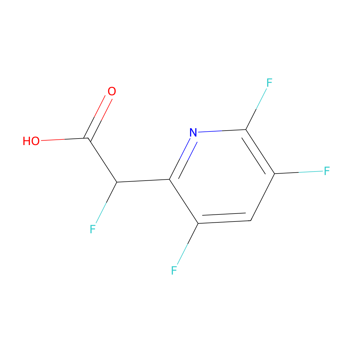 2-Fluoro-2-(3,5,6-trifluoropyridin-2-yl)acetic acid molecular structure, CAS 2731014-36-9