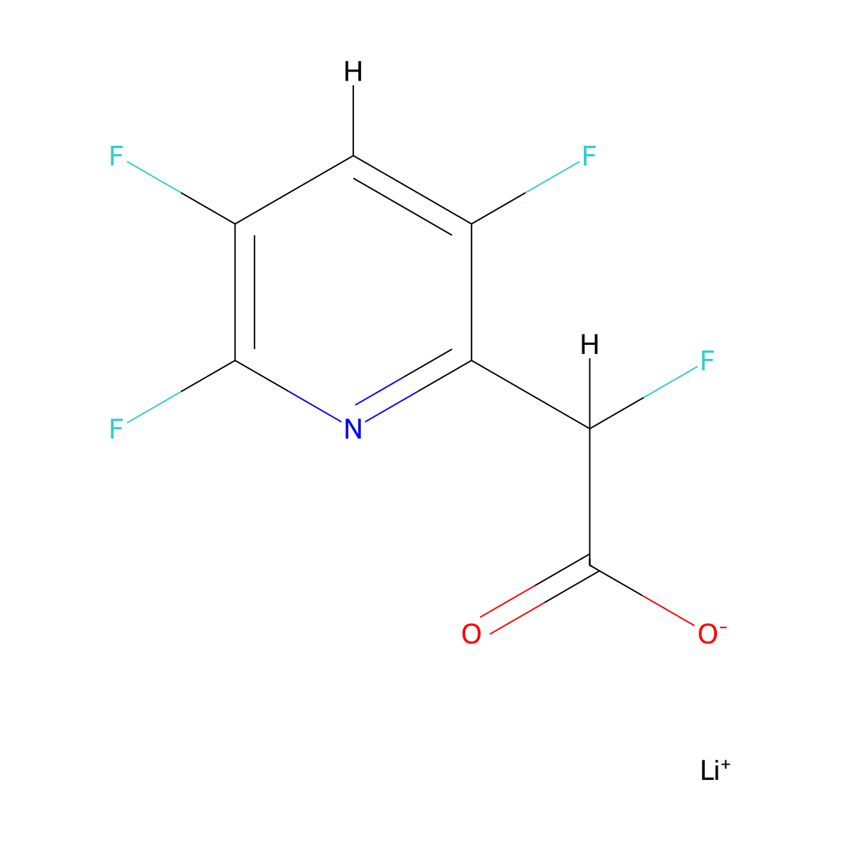 Lithium(1+) 2-fluoro-2-(3,5,6-trifluoropyridin-2-yl)acetate molecular structure, CAS 2731014-37-0