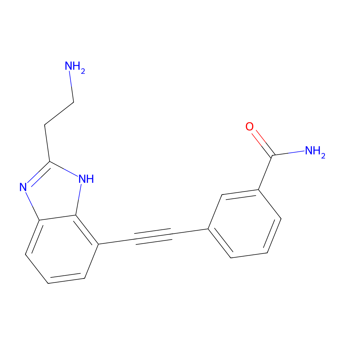 3-{2-[2-(2-aminoethyl)-1H-1,3-benzodiazol-4-yl]ethynyl}benzamide molecular structure, CAS 2731014-51-8