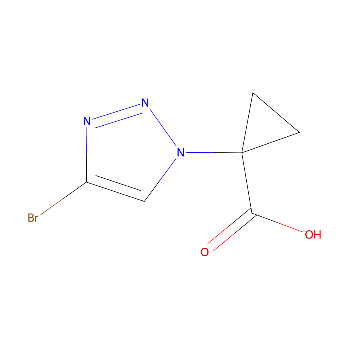 1-(4-bromo-1H-1,2,3-triazol-1-yl)cyclopropane-1-carboxylic acid molecular structure, CAS 2731014-57-4