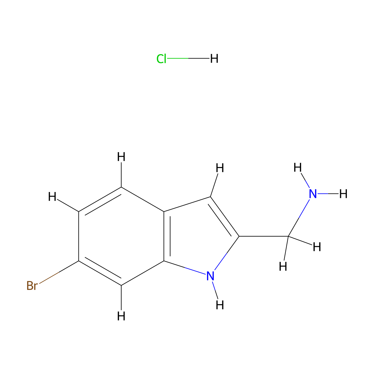 1-(6-bromo-1H-indol-2-yl)methanamine hydrochloride molecular structure, CAS 2731014-68-7