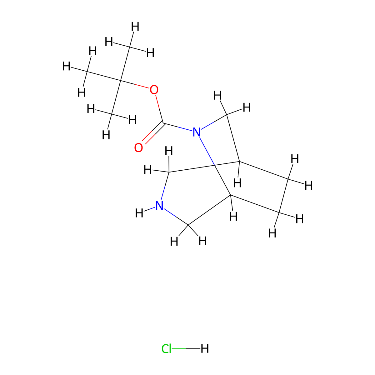 Tert-butyl 3,6-diazabicyclo[3.2.2]nonane-6-carboxylate hydrochloride molecular structure, CAS 2731014-75-6