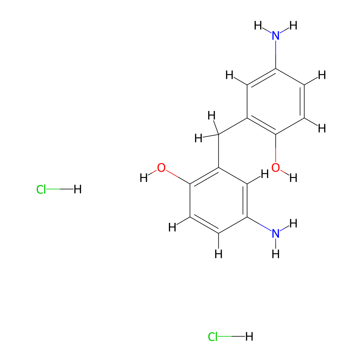 2,2'-Methylenebis(4-aminophenol) dihydrochloride molecular structure, CAS 27311-52-0