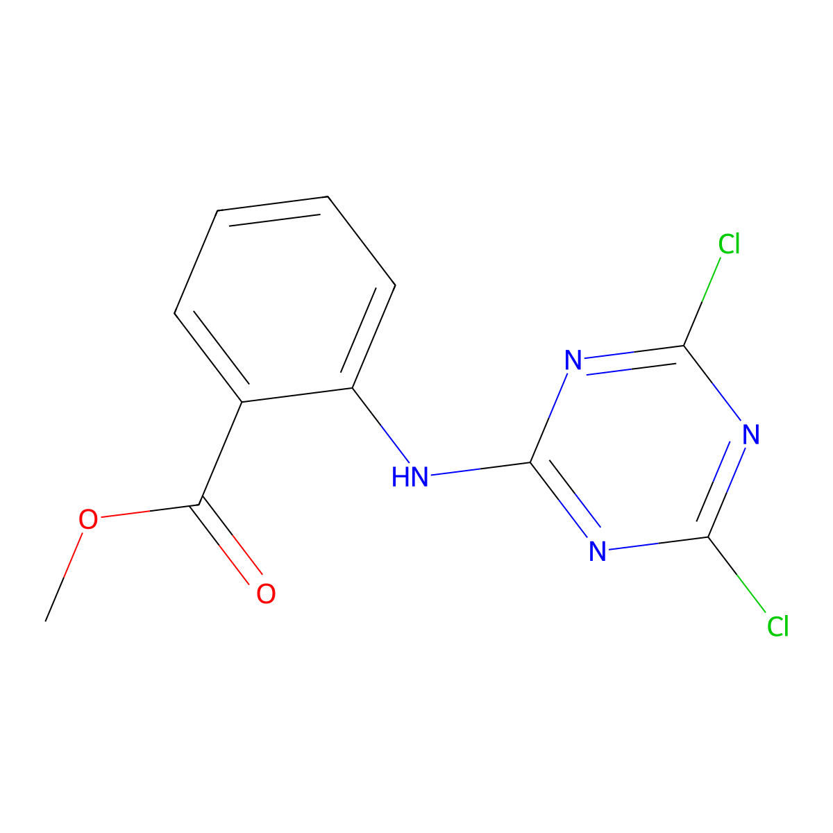 Methyl 2-[(4,6-dichloro-1,3,5-triazin-2-yl)amino]benzoate molecular structure, CAS 27315-08-8