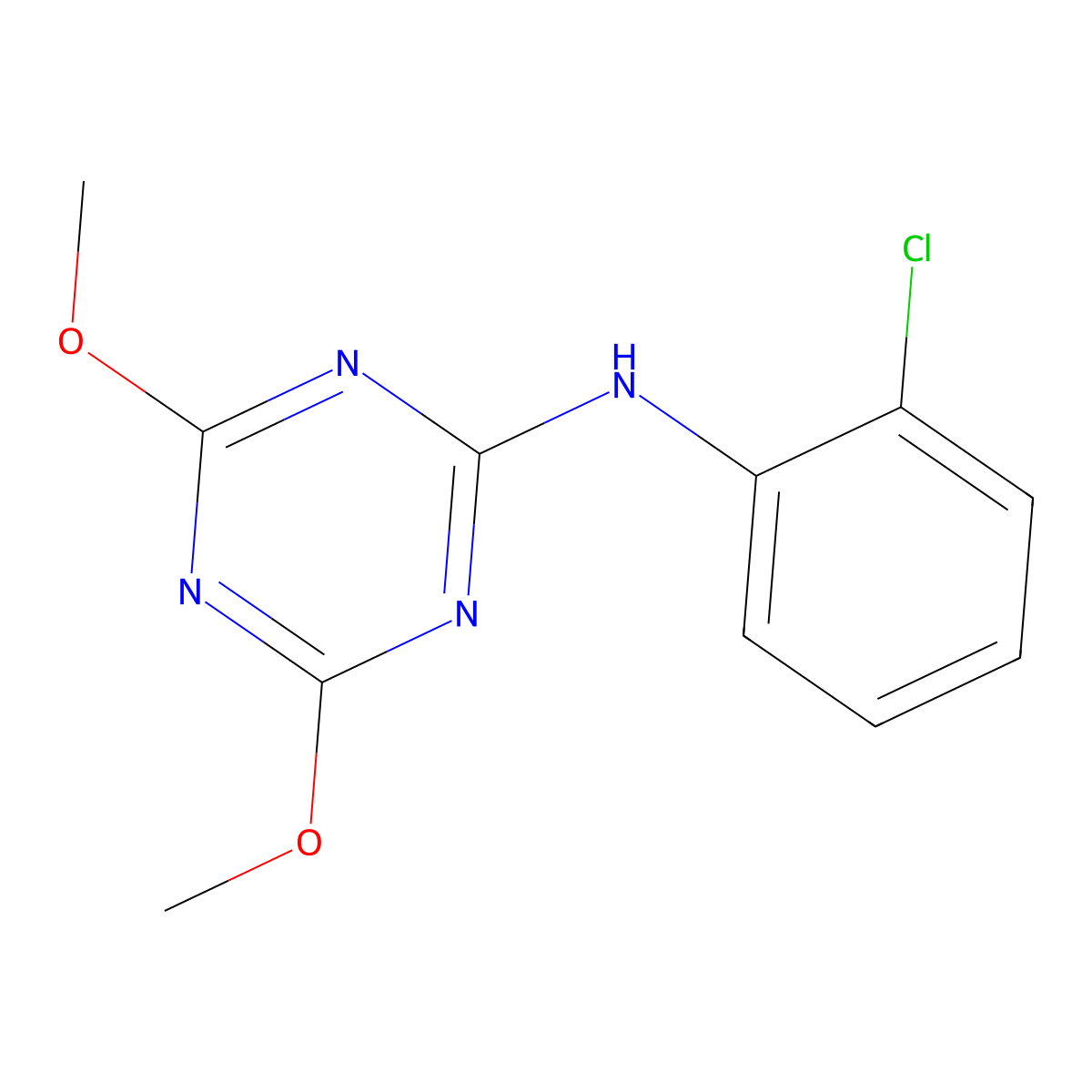 N-(2-chlorophenyl)-4,6-dimethoxy-1,3,5-triazin-2-amine molecular structure, CAS 27315-26-0