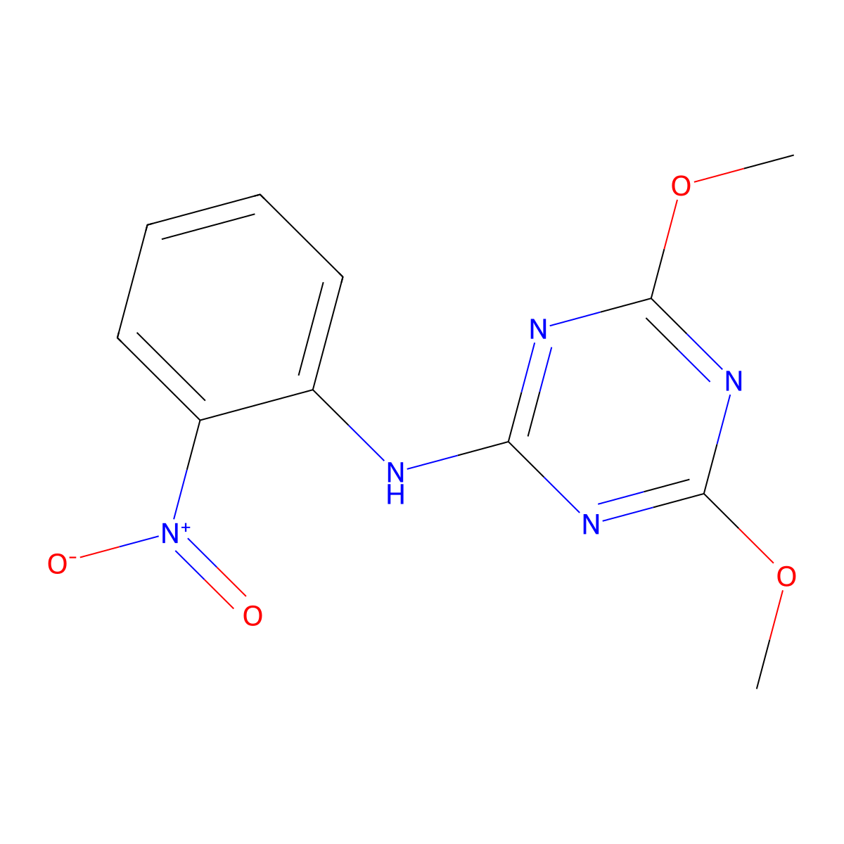 4,6-dimethoxy-N-(2-nitrophenyl)-1,3,5-triazin-2-amine molecular structure, CAS 27315-30-6