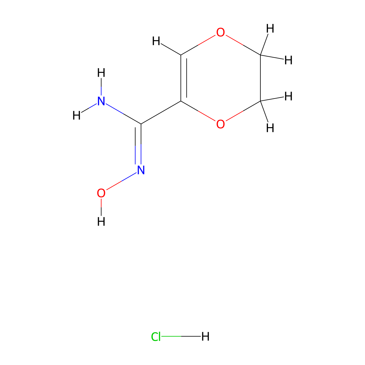 N'-hydroxy-5,6-dihydro-1,4-dioxine-2-carboximidamide hydrochloride molecular structure, CAS 2731745-04-1