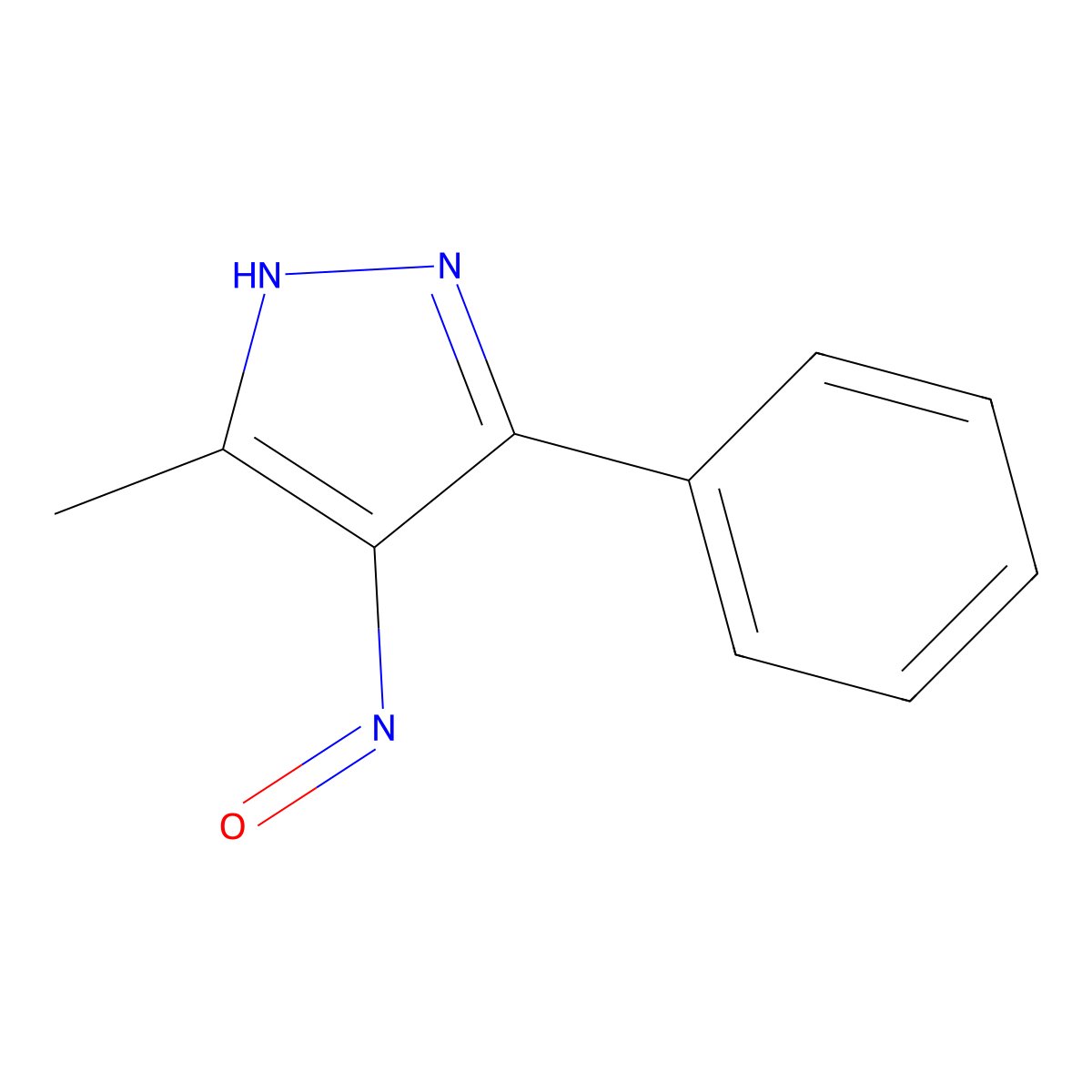 5-methyl-4-nitroso-3-phenyl-1H-pyrazole molecular structure, CAS 27318-25-8