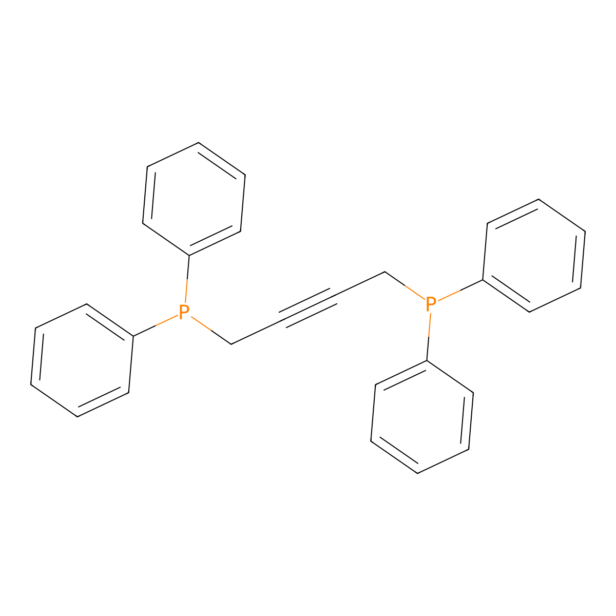 Phosphine, 2-butyne-1,4-diylbis(diphenyl- molecular structure, CAS 27318-83-8