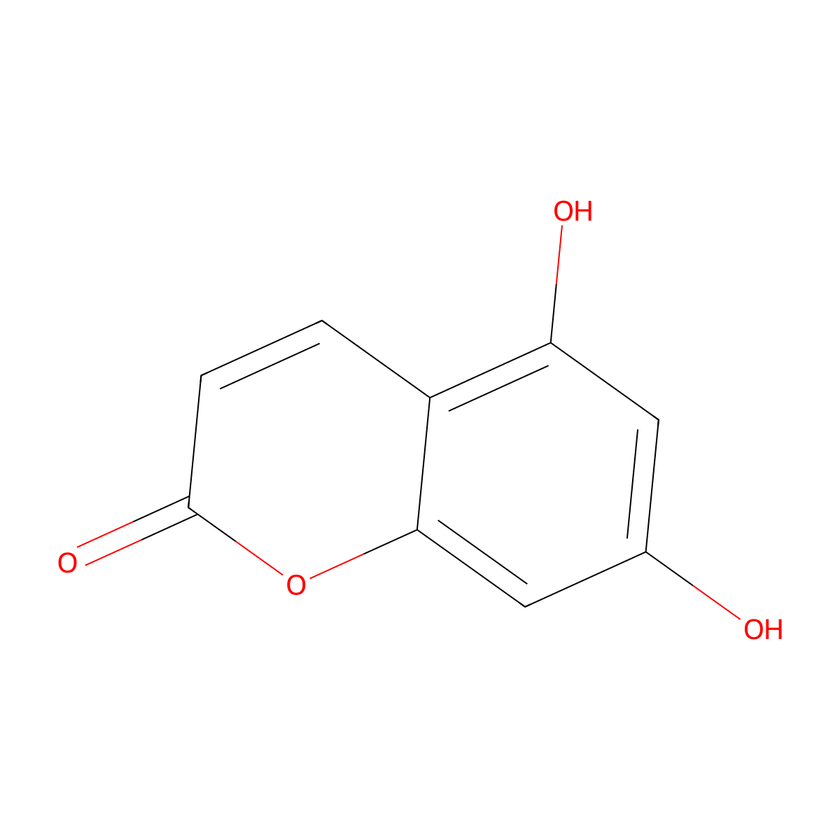 2H-1-Benzopyran-2-one, 5,7-dihydroxy- molecular structure, CAS 2732-18-5
