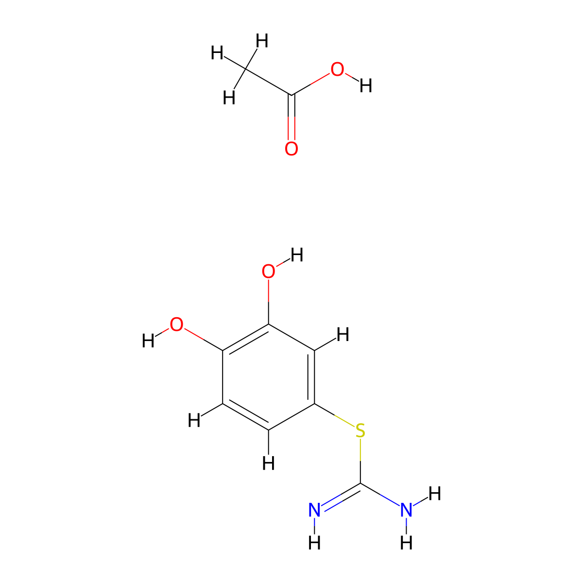 [(3,4-Dihydroxyphenyl)sulfanyl]methanimidamide; acetic acid molecular structure, CAS 27320-20-3
