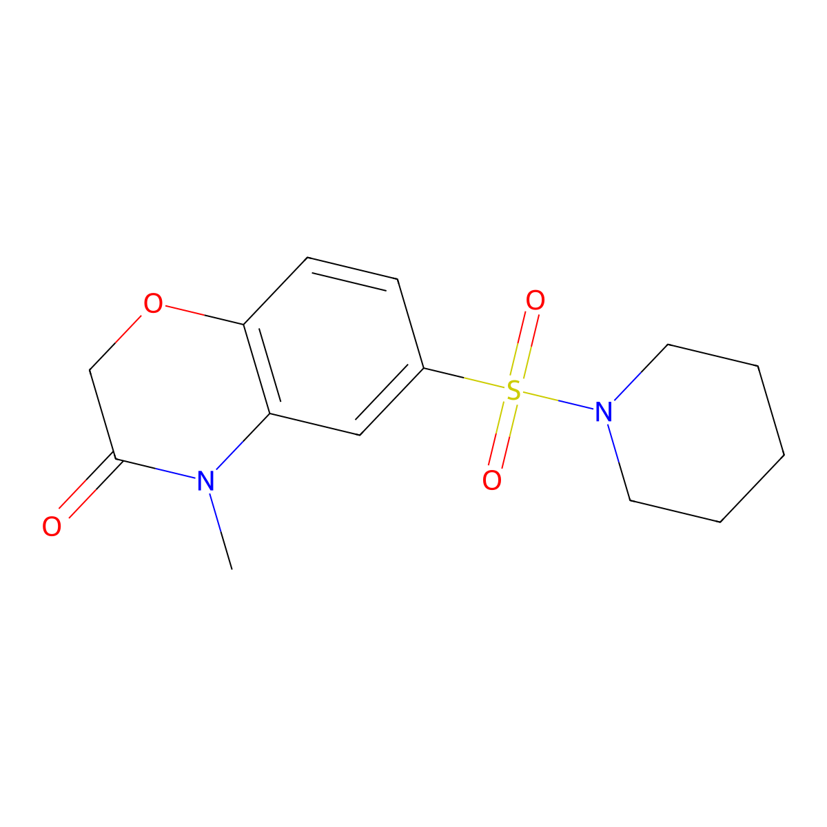 4-Methyl-6-(1-piperidinylsulfonyl)-2H-1,4-benzoxazin-3(4H)-one molecular structure, CAS 27320-82-7