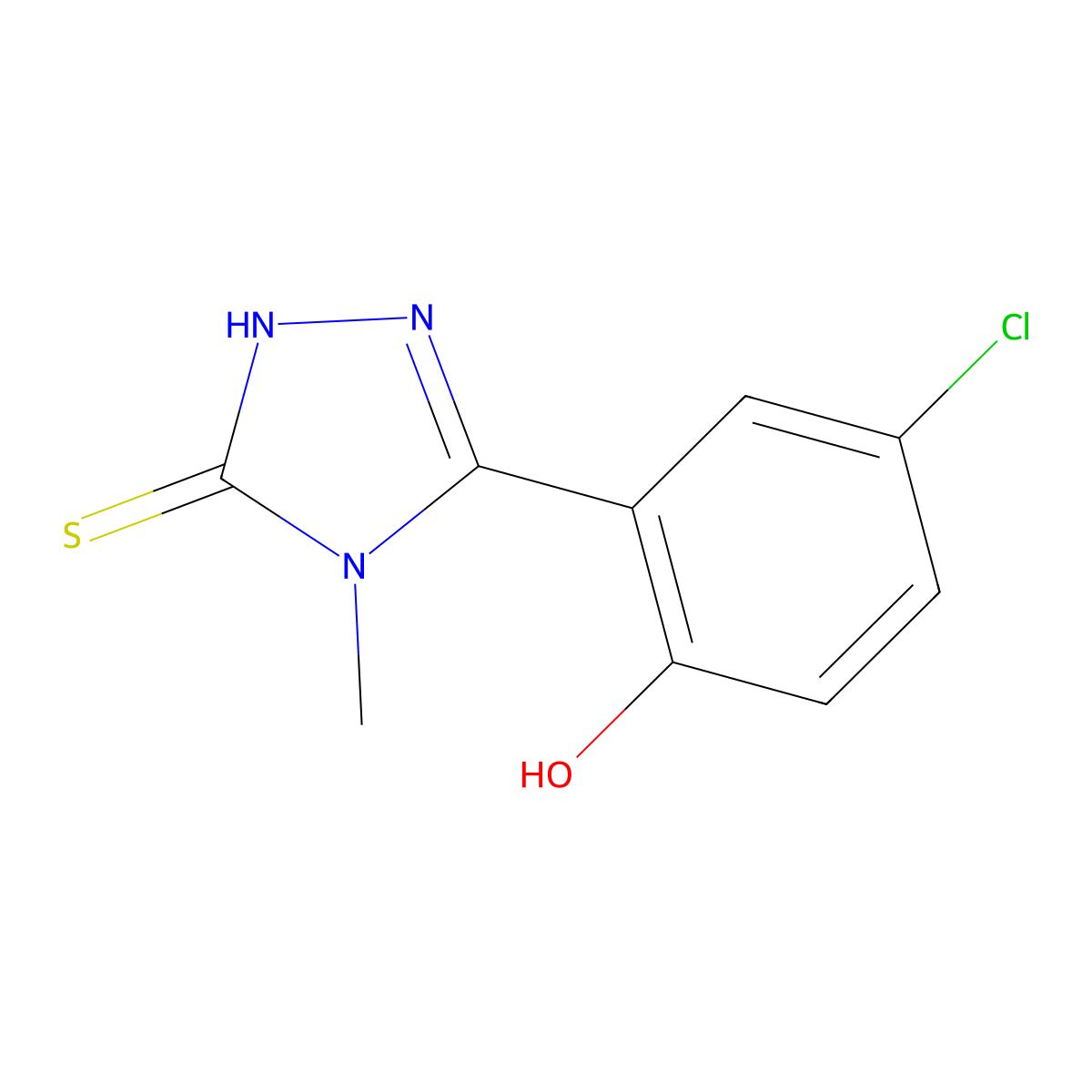 4-chloro-2-(5-mercapto-4-methyl-4H-1,2,4-triazol-3-yl)phenol molecular structure, CAS 273216-76-5