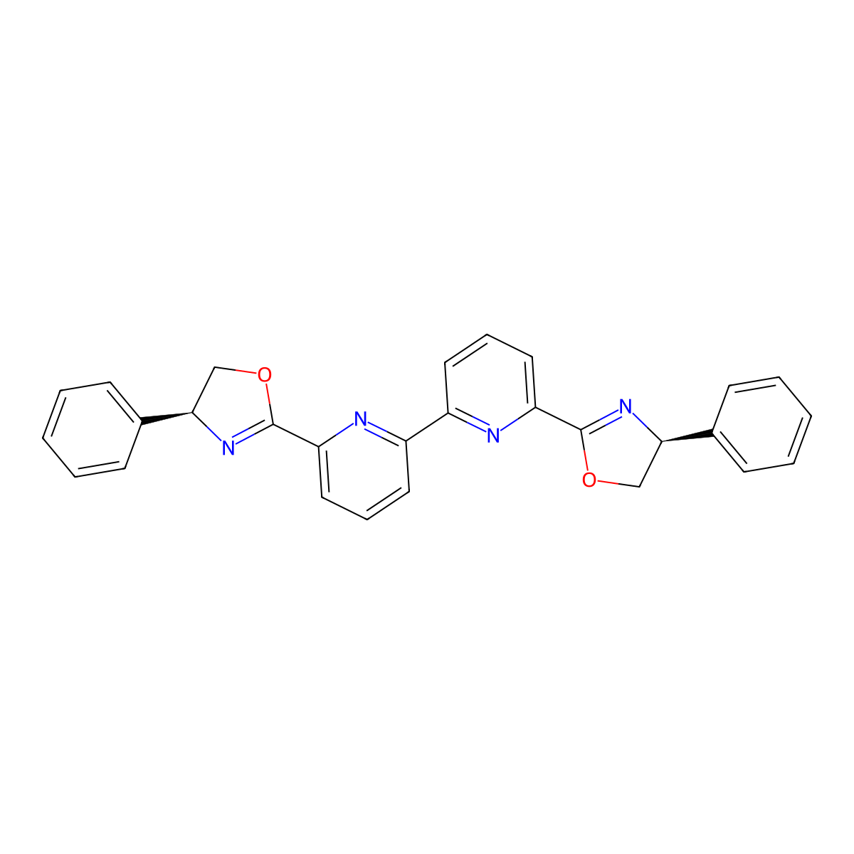 6,6'-Bis((S)-4-phenyl-4,5-dihydrooxazol-2-yl)-2,2'-bipyridine molecular structure, CAS 273216-89-0