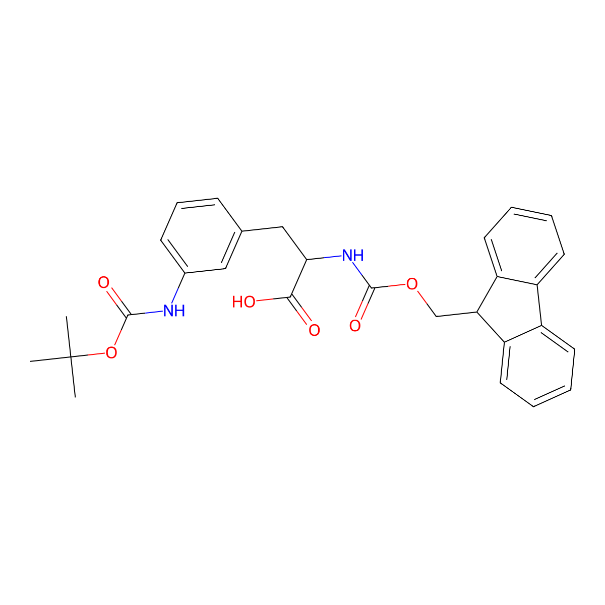 (2S)-3-(3-(((tert-butoxy)carbonyl)amino)phenyl)-2-((((9H-fluoren-9-yl)methoxy)carbonyl)amino)propanoic acid molecular structure, CAS 273221-84-4
