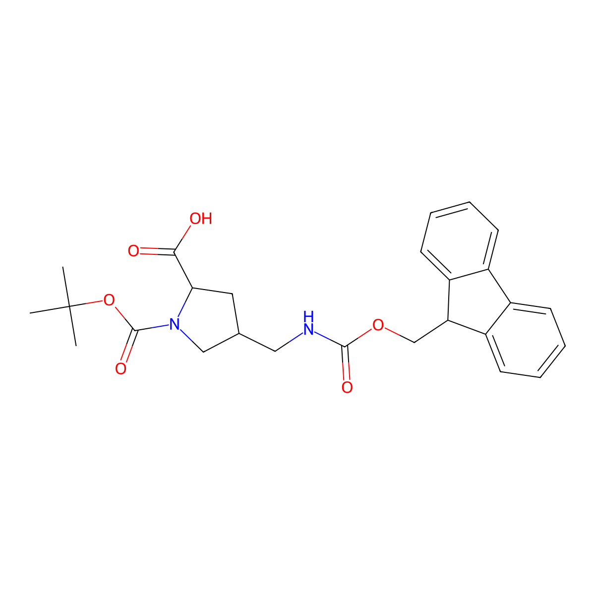 Boc-l-transpro(4-ch2nh-fmoc) molecular structure, CAS 273221-98-0