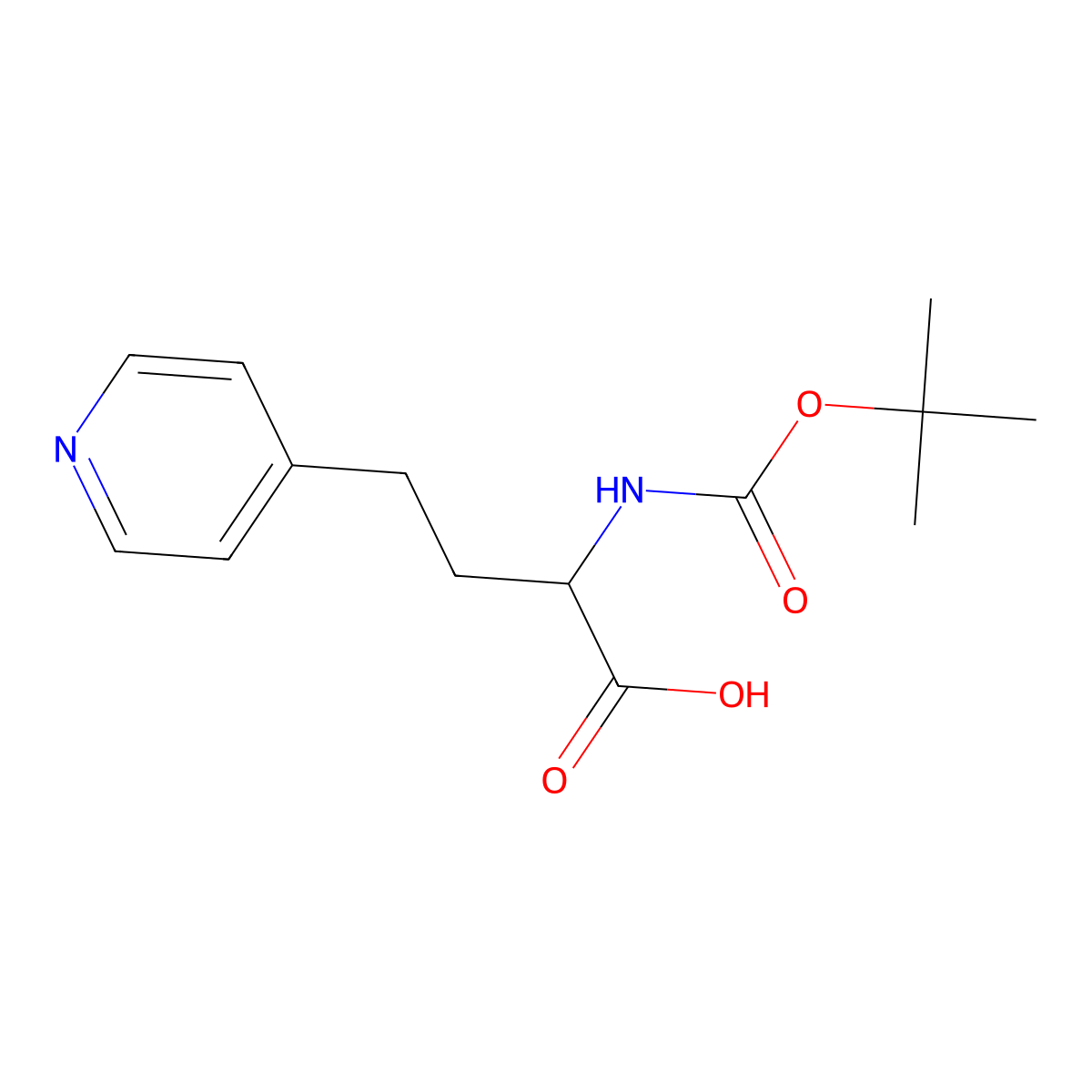 (S)-2-((tert-Butoxycarbonyl)amino)-4-(pyridin-4-yl)butanoic acid molecular structure, CAS 273222-03-0