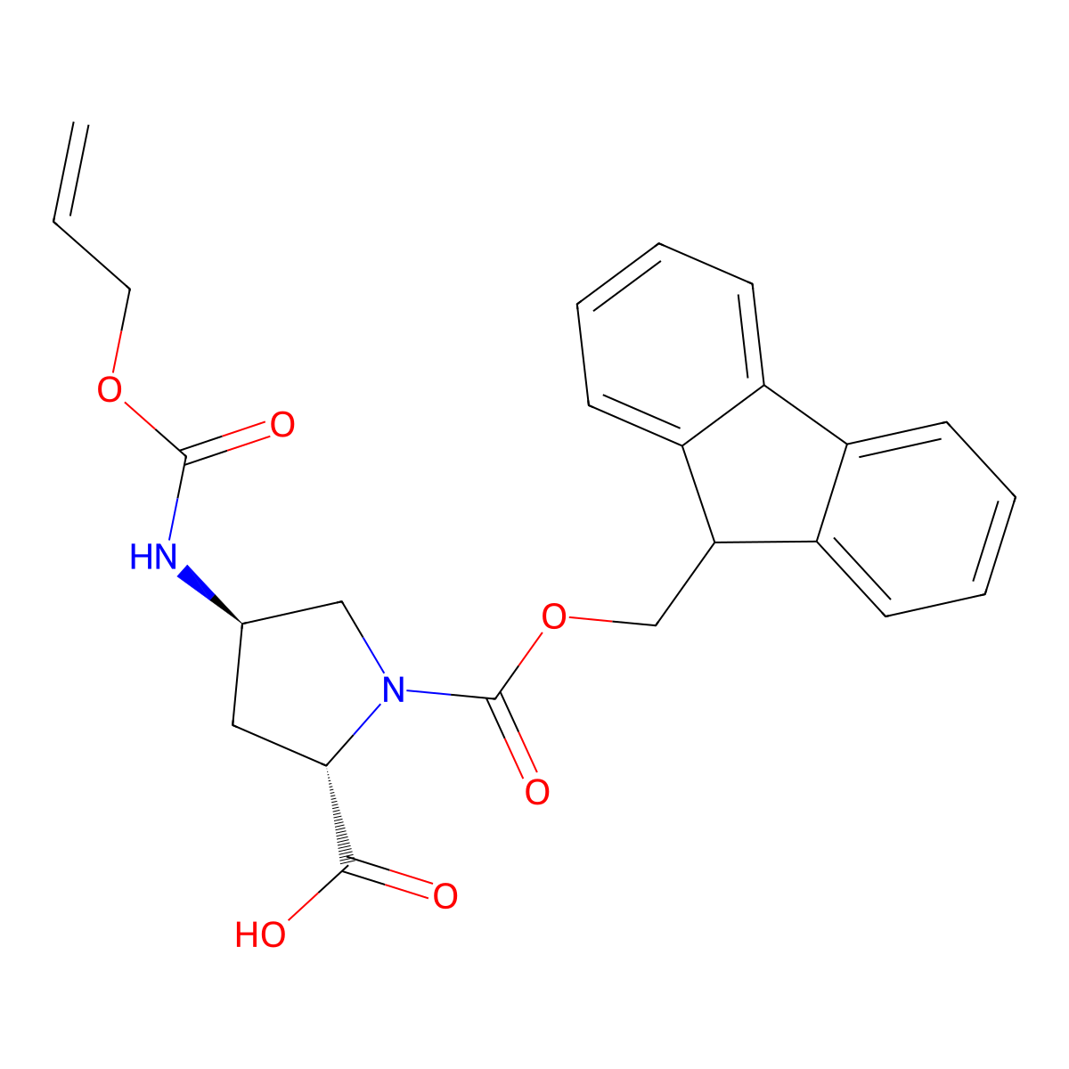 (2S,4R)-4-Alloc-amino-1-Fmoc-pyrrolidine-2-carboxylic acid molecular structure, CAS 273222-05-2