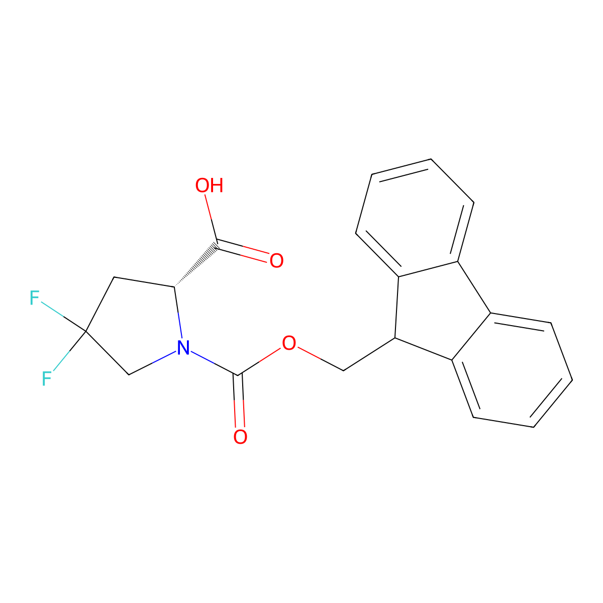 1-(9H-Fluoren-9-ylmethyl) (2R)-4,4-difluoro-1,2-pyrrolidinedicarboxylate molecular structure, CAS 273222-07-4