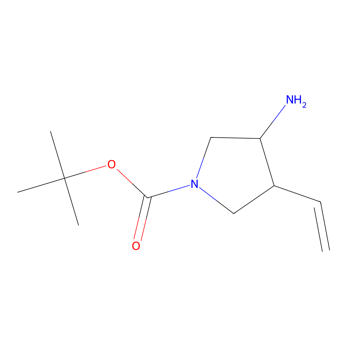 rac-tert-butyl (3R,4R)-3-amino-4-ethenylpyrrolidine-1-carboxylate molecular structure, CAS 2732244-94-7
