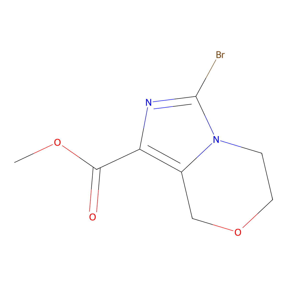 methyl 3-bromo-5H,6H,8H-imidazo[4,3-c][1,4]oxazine-1-carboxylate molecular structure, CAS 2732244-97-0
