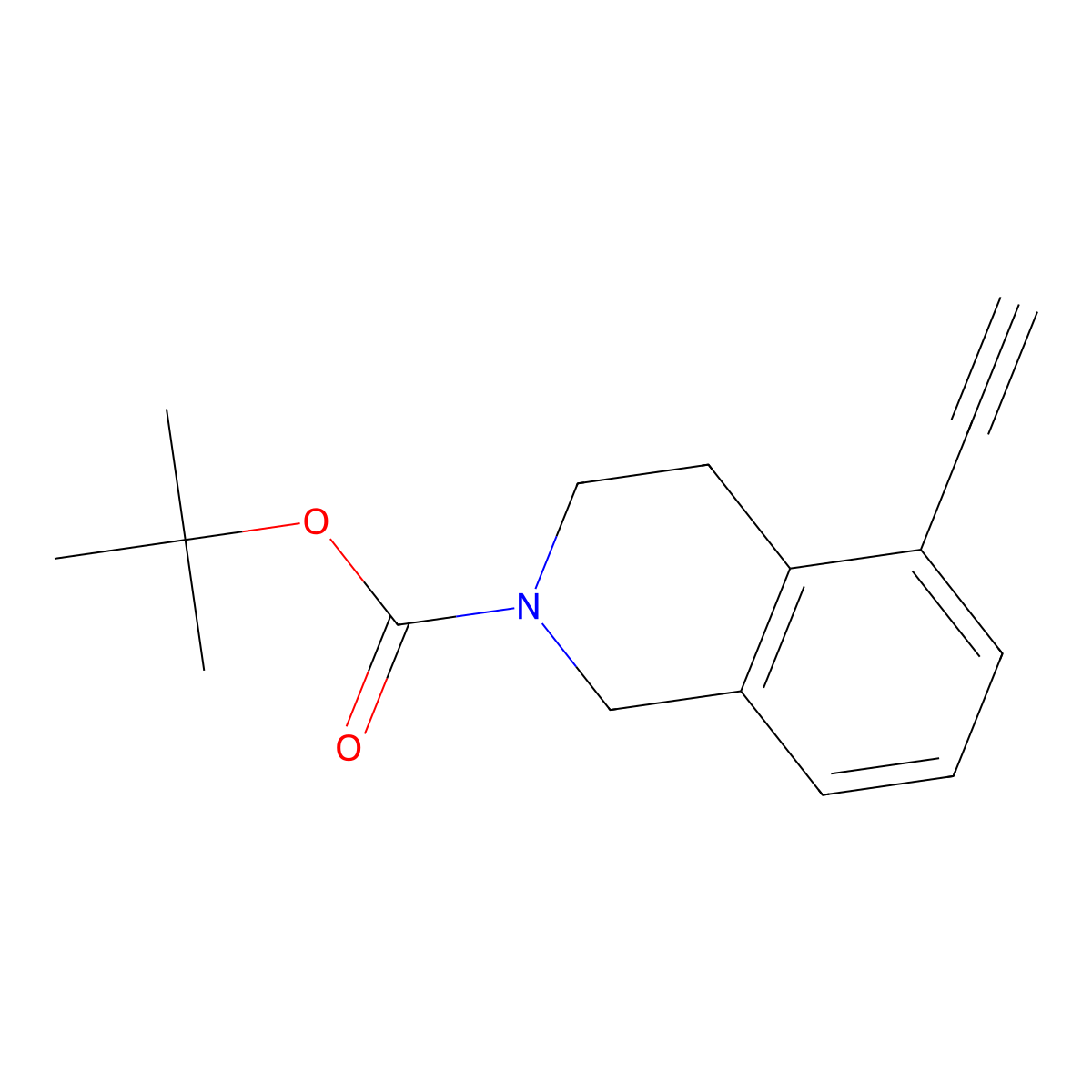Tert-butyl5-ethynyl-1,2,3,4-tetrahydroisoquinoline-2-carboxylate molecular structure, CAS 2732245-17-7