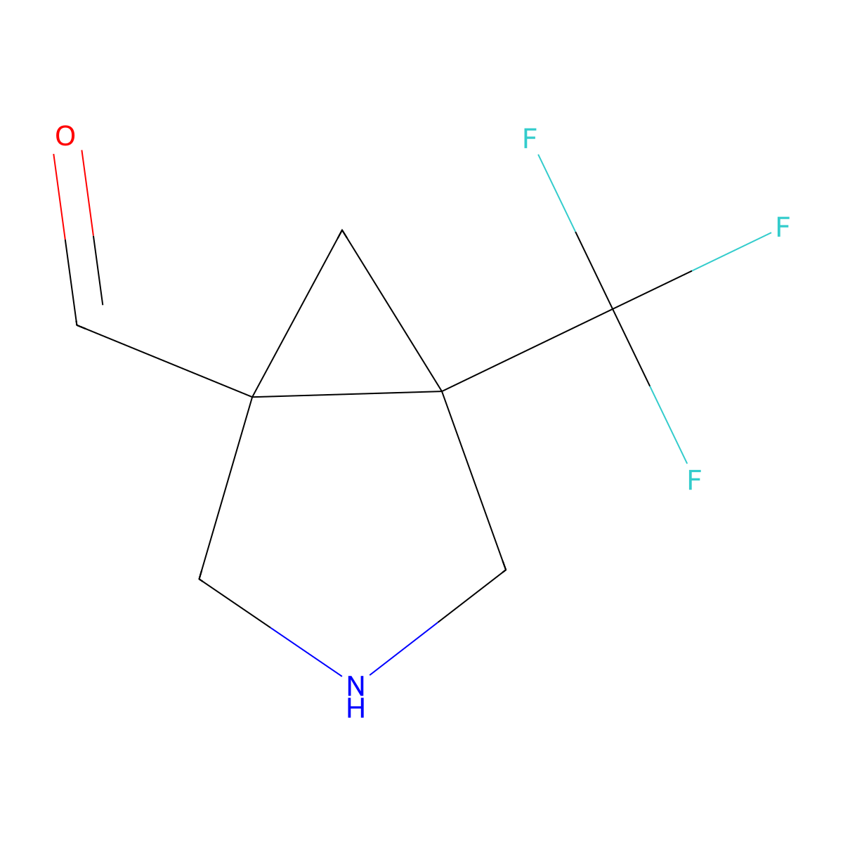 rac-(1R,5S)-5-(trifluoromethyl)-3-azabicyclo[3.1.0]hexane-1-carbaldehyde molecular structure, CAS 2732245-29-1