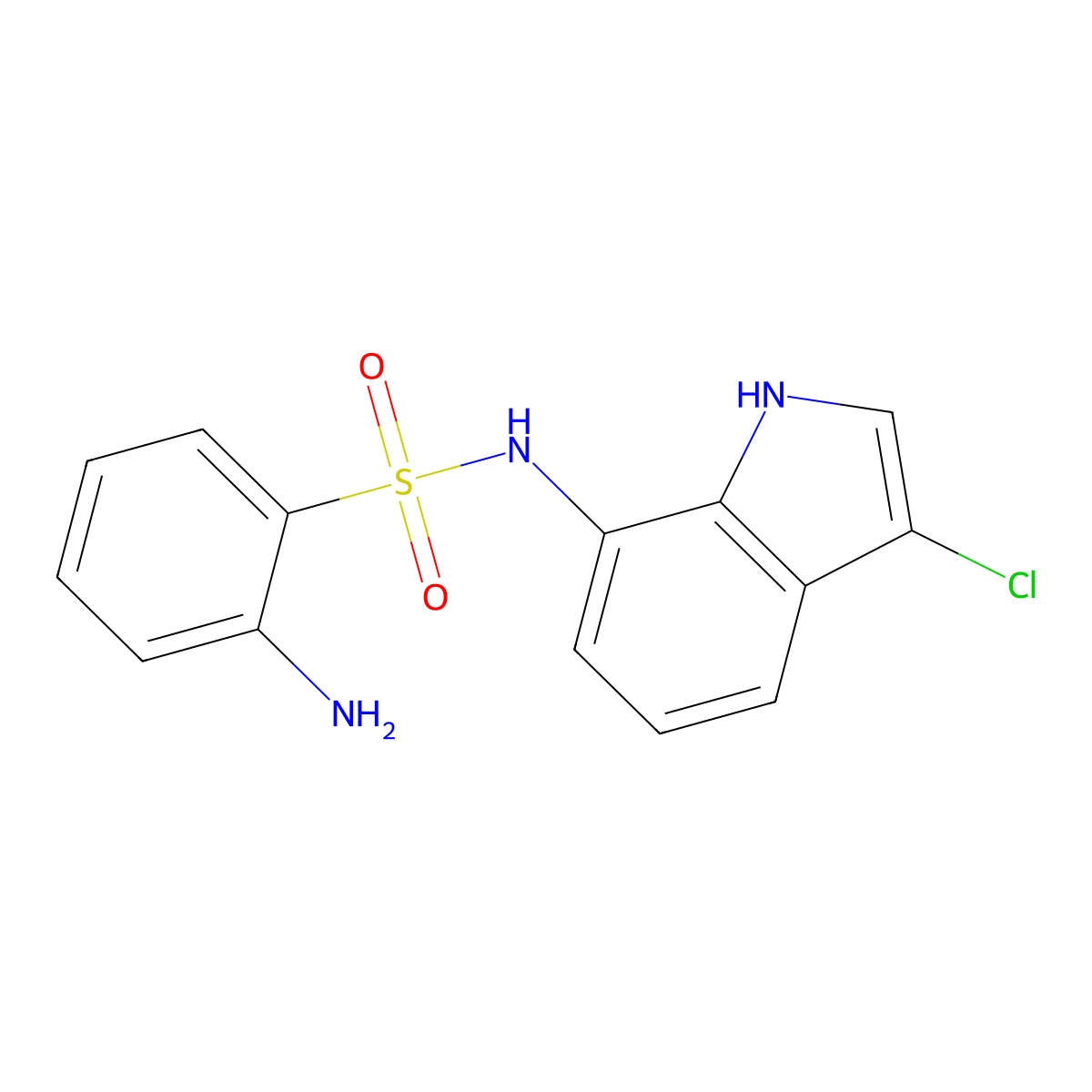 2-amino-N-(3-chloro-1H-indol-7-yl)benzene-1-sulfonamide molecular structure, CAS 2732245-35-9