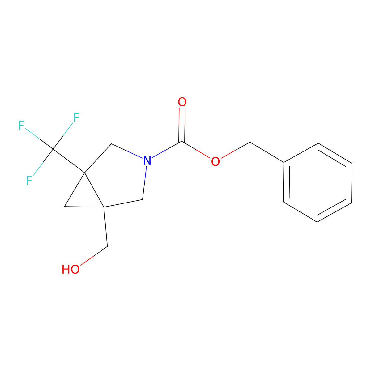 rac-benzyl (1R,5S)-1-(hydroxymethyl)-5-(trifluoromethyl)-3-azabicyclo[3.1.0]hexane-3-carboxylate molecular structure, CAS 2732245-44-0