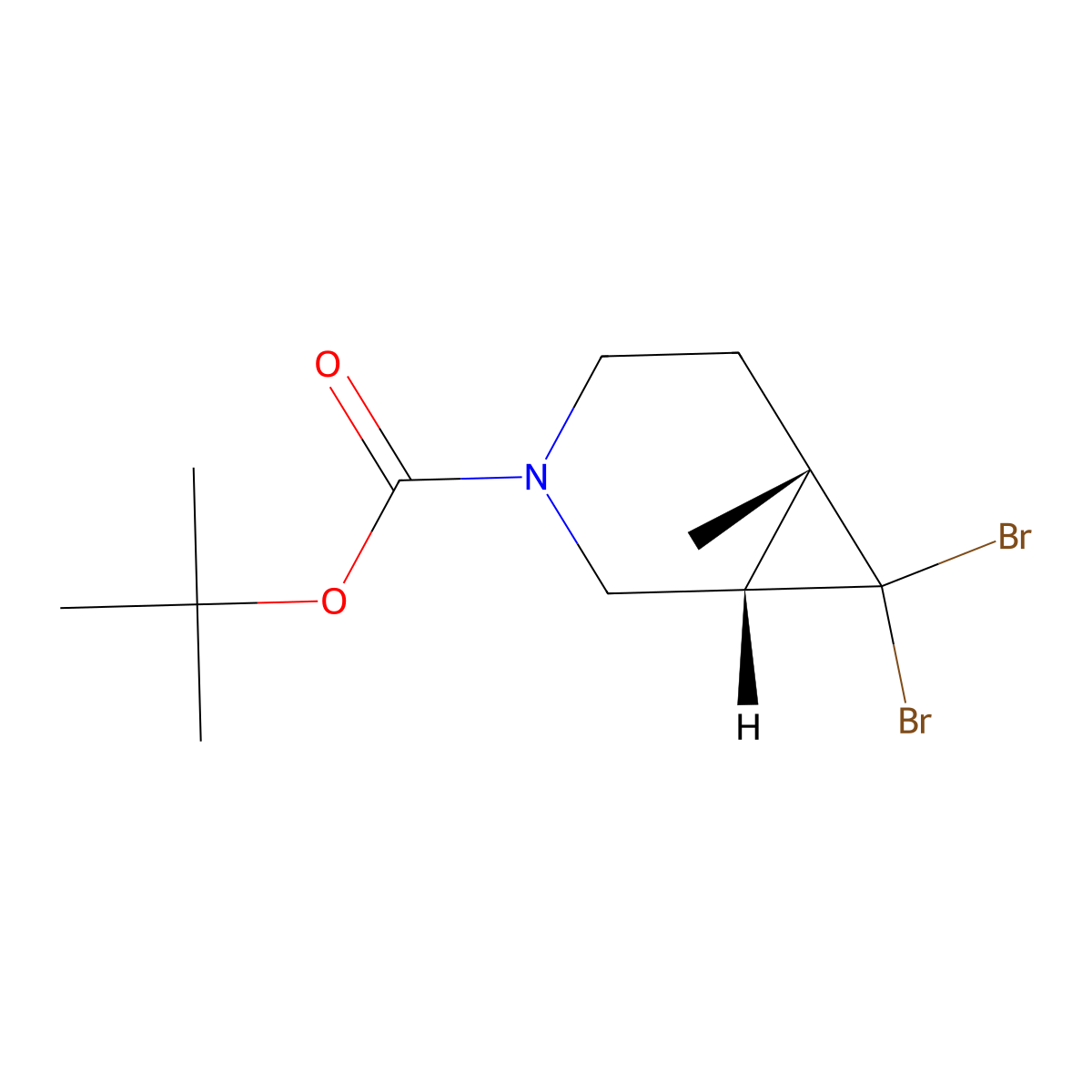 rac-tert-butyl (1R,6R)-7,7-dibromo-6-methyl-3-azabicyclo[4.1.0]heptane-3-carboxylate molecular structure, CAS 2732245-61-1