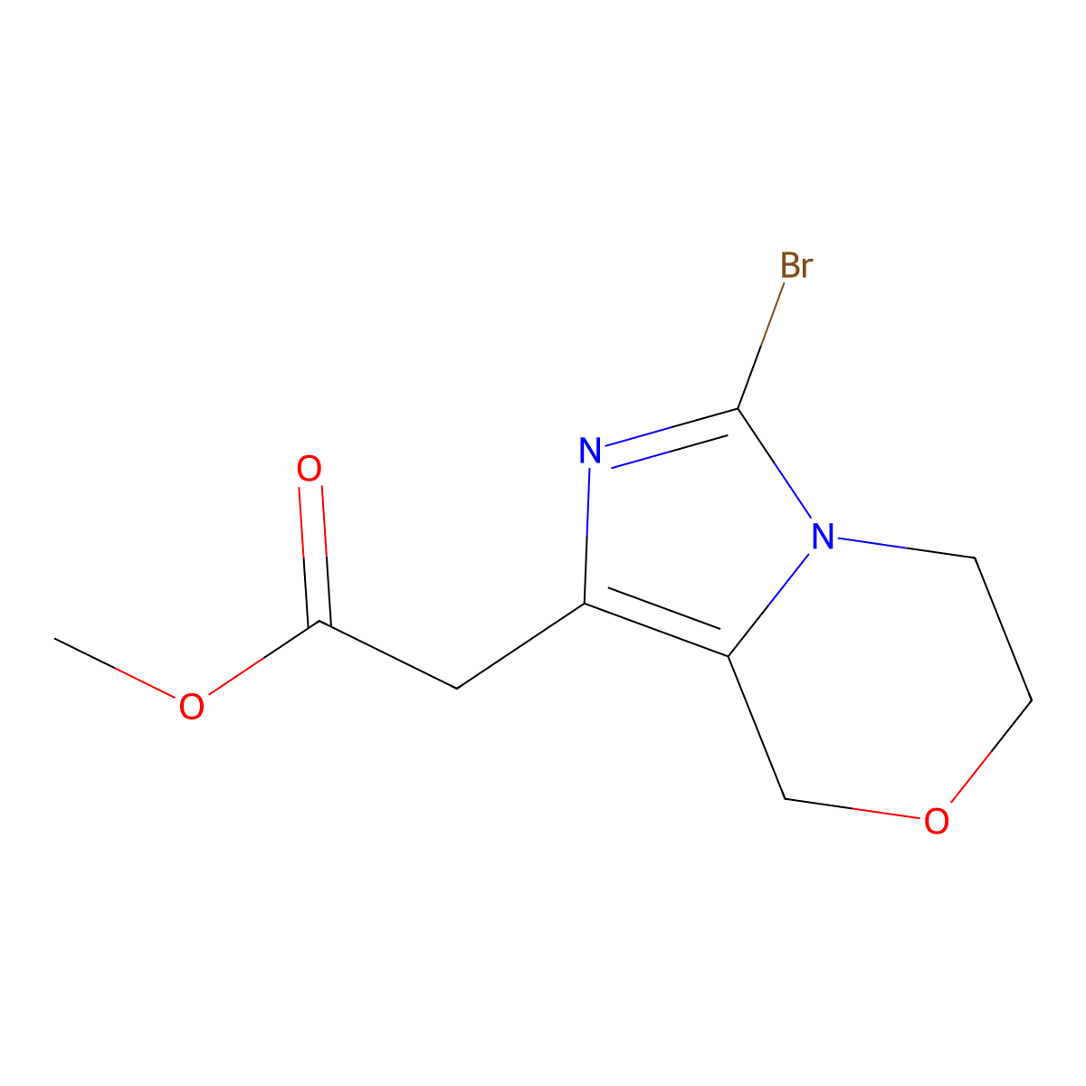 methyl 2-{3-bromo-5H,6H,8H-imidazo[4,3-c][1,4]oxazin-1-yl}acetate molecular structure, CAS 2732245-69-9