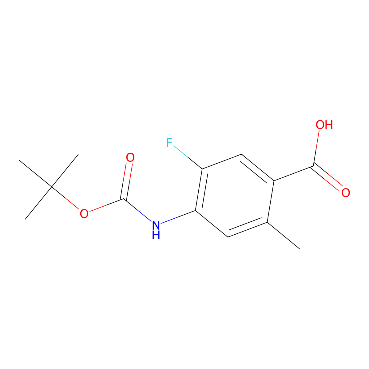 4-{[(Tert-butoxy)carbonyl]amino}-5-fluoro-2-methylbenzoic acid molecular structure, CAS 2732245-90-6