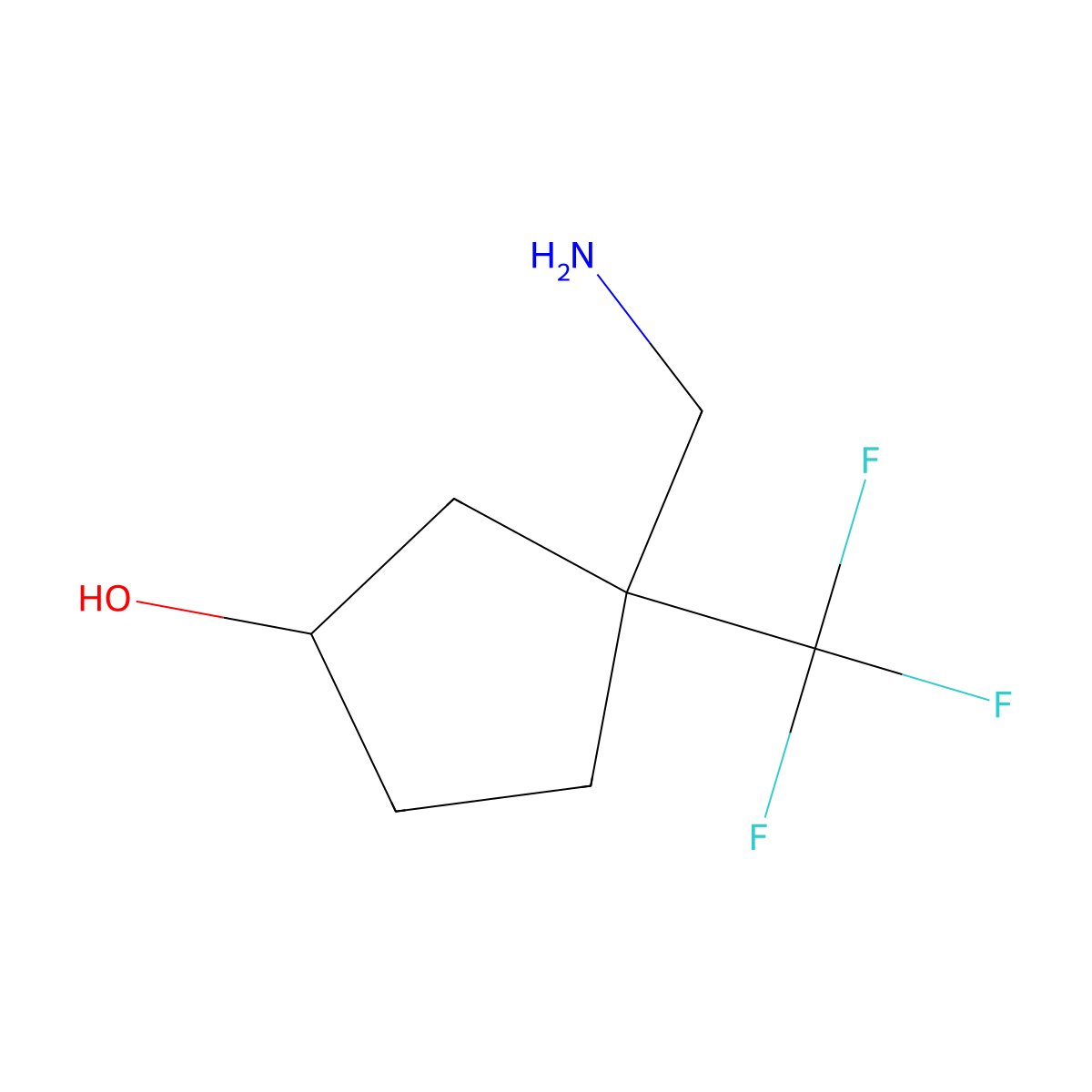 rac-(1R,3R)-3-(aminomethyl)-3-(trifluoromethyl)cyclopentan-1-ol molecular structure, CAS 2732246-15-8